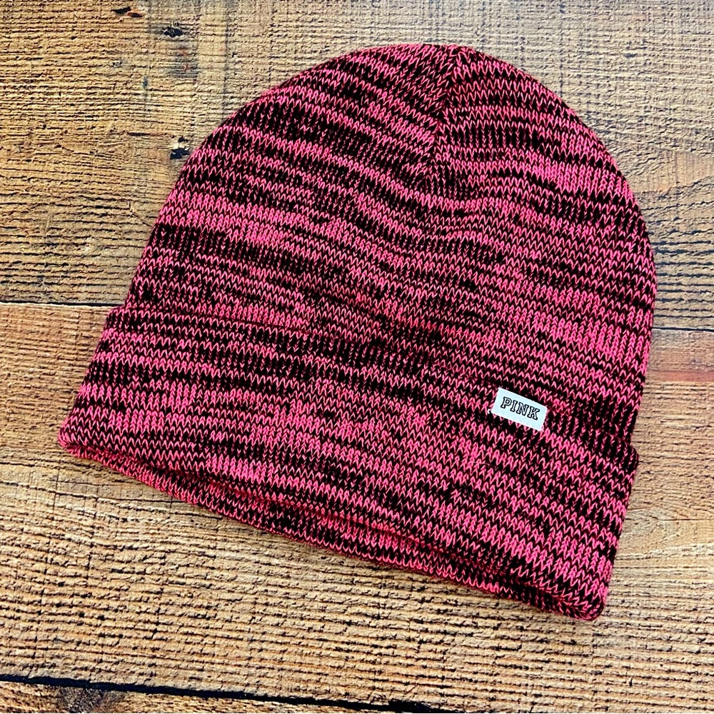 PINK by VS Dark Pink + Black Beanie - Like New